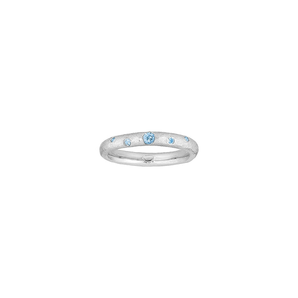 Sterling silver ring with sprinkles of blue cubic zirconia