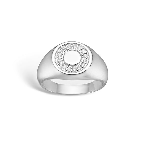 Sterling sølv ring med cirkel af kubisk zirkonia