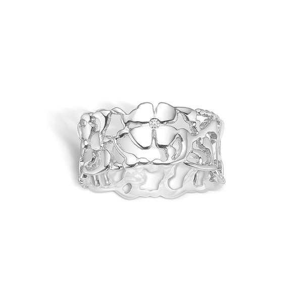 Sterling sølv ring med ægte diamant - smal model