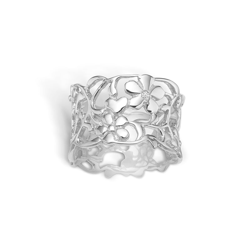 Sterling sølv ring med ægte diamant
