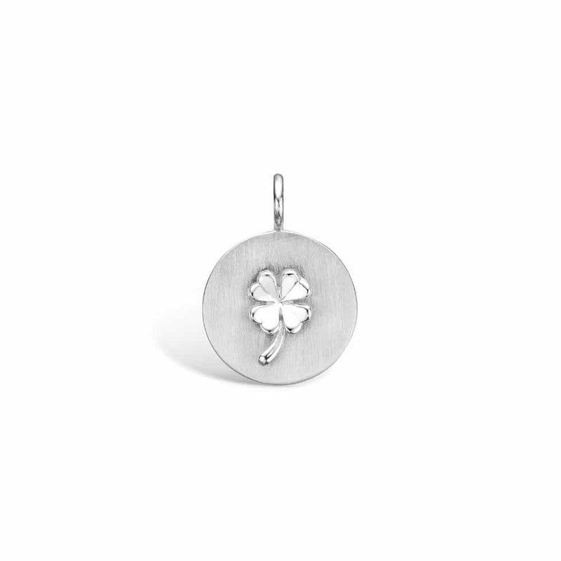 Sterling silver pendant matte plate with glossy four-leaf clover