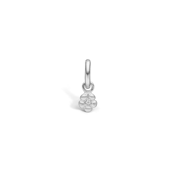 Sterling silver pendant with matte mini flower and cubic zirconia