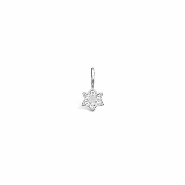 Sterling silver pendant with small matte star and cubic zirconia