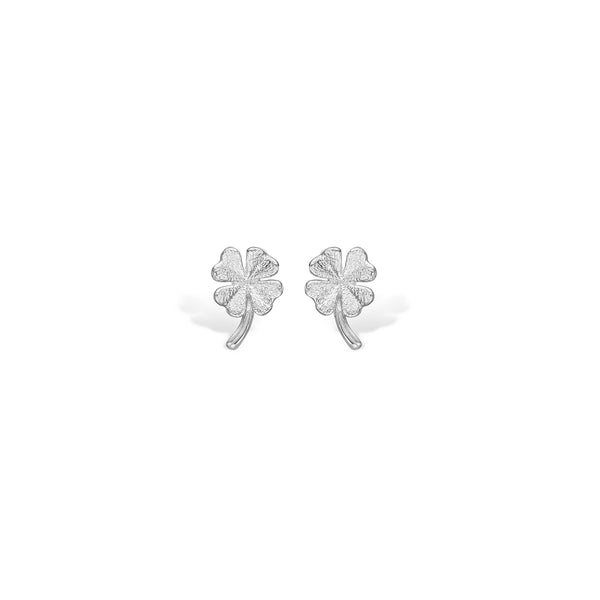 Sterling silver earrings with matte four-leaf clover