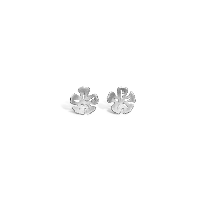 Sterling silver earrings with rhodium-plated flower