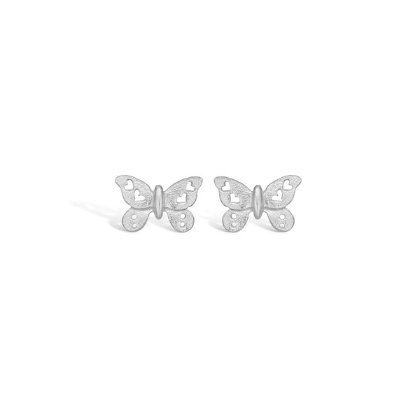 Søde sterling sølv ørestikker med sommerfugl og hjerter