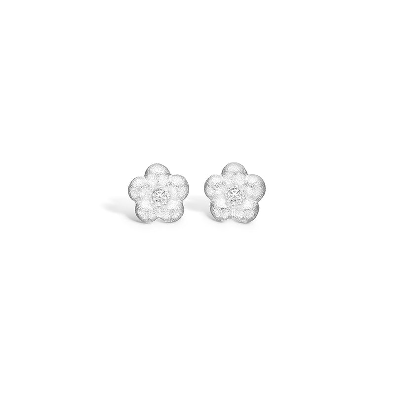 Sterling silver stud earrings flower with cubic zirconia