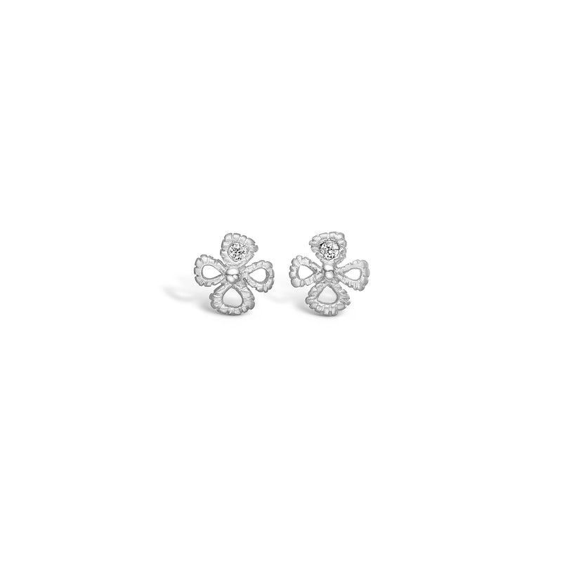 Sterling silver earrings with open clover and cubic zirconia