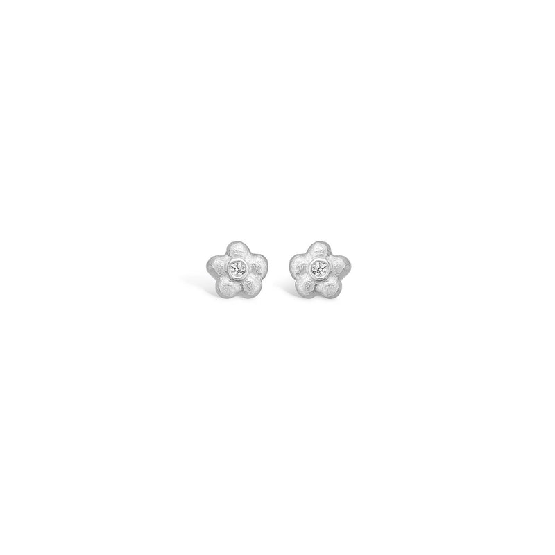 Søde sterling sølv øreringe med blomst og kubisk zirkonia