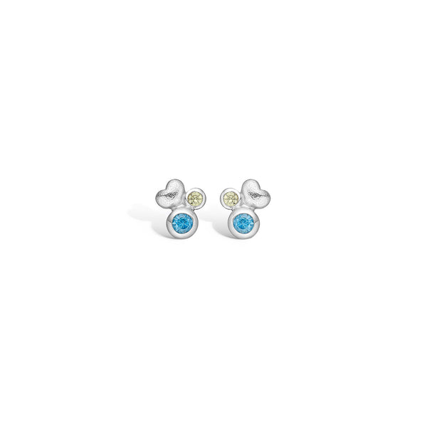 Rhodium-plated sterling silver earrings with blue and green stones