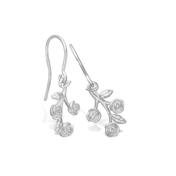 Sterling silver earrings with roses and leaves