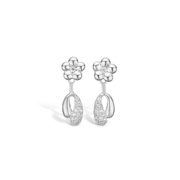 Sterling silver earring with flowers and cubic zirconia