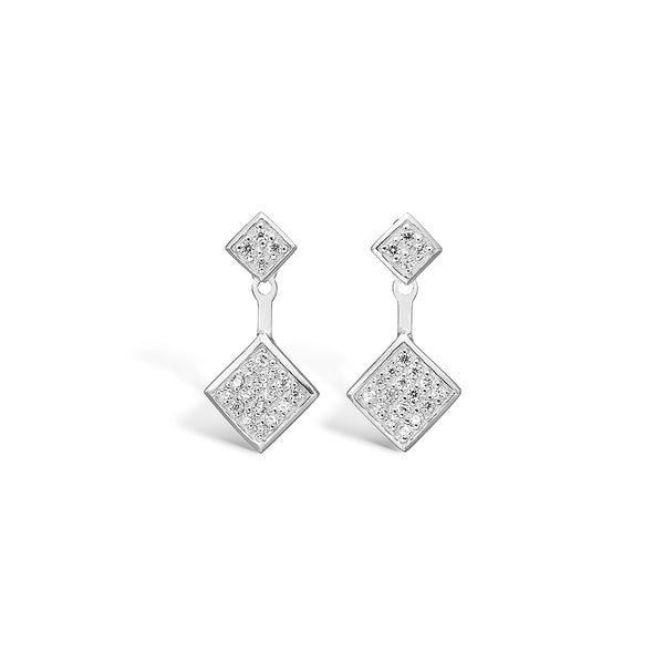 Beautiful sterling silver earrings with a unique design and cubic zirconia