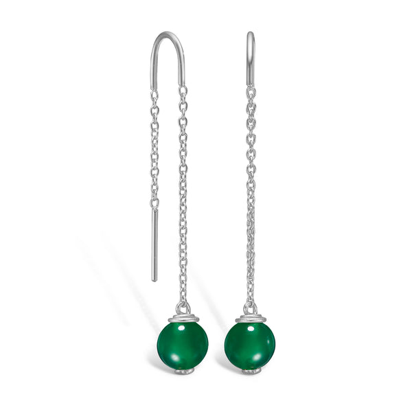 Sterling silver earrings with green agate