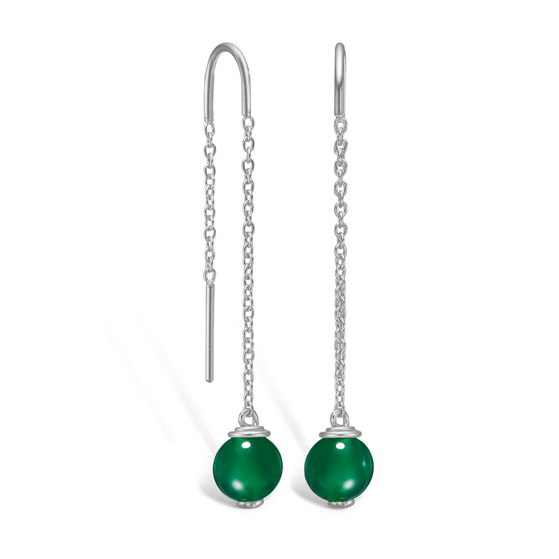 Sterling silver earrings with green agate
