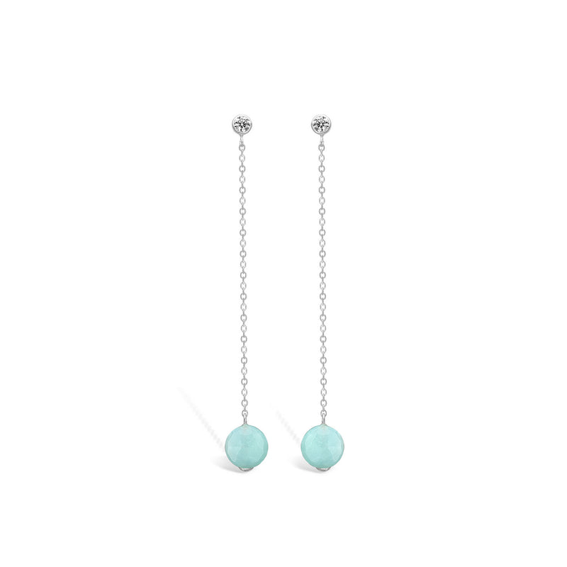 Beautiful sterling silver earrings with amazonite and cubic zirconia.