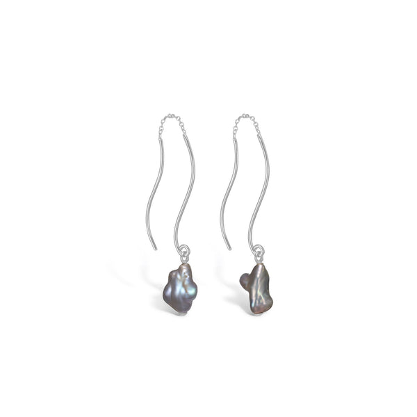 Sterling sølv øreringe med natur keshi perler