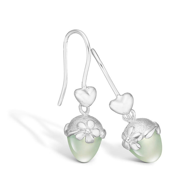 Sterling silver earrings with torpedo prehnite