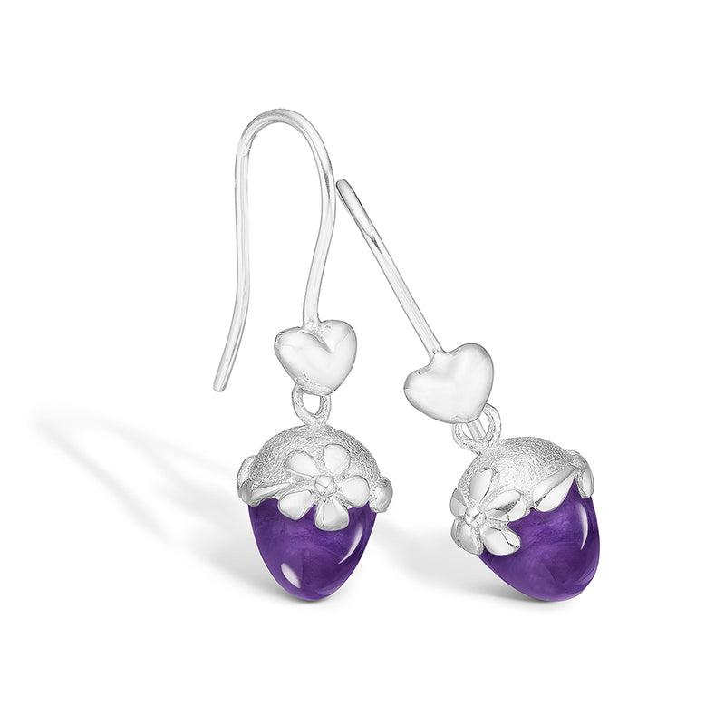 Sterling silver earrings with torpedo amethyst