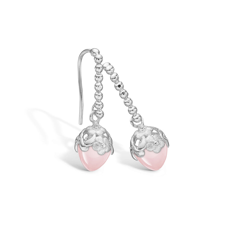 Sterling silver earrings with torpedo rose quartz