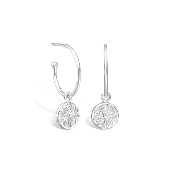 Rhodium-plated sterling silver "Poppies" earring