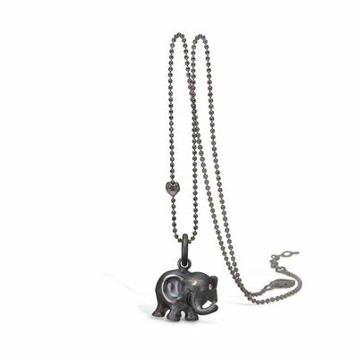 Oxyderet sterling sølv halskæde med elefant