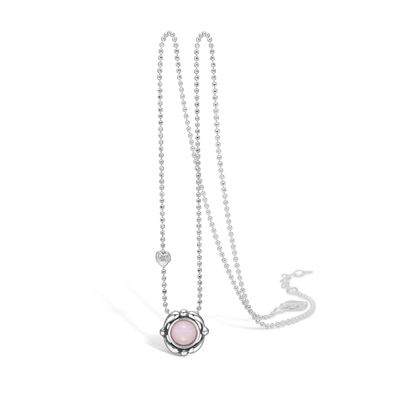 Oxideret sølv halskæde med pink opal