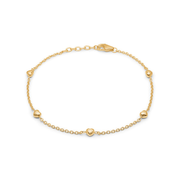 Gold-plated sterling silver bracelet with hearts