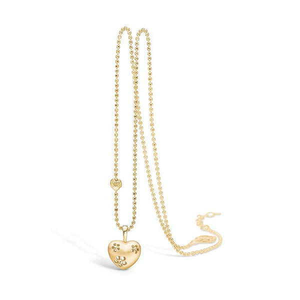 Gold-plated sterling silver necklace with heart and flower pattern