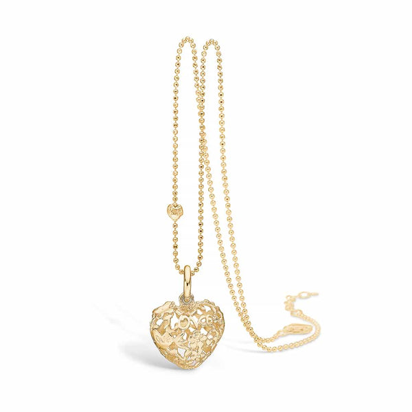 Gold-plated sterling silver necklace with heart of flowers