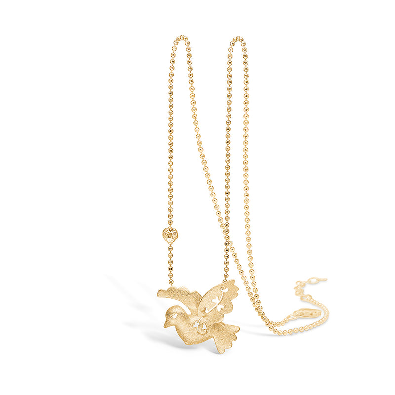 Gold-plated sterling silver necklace with dove of peace