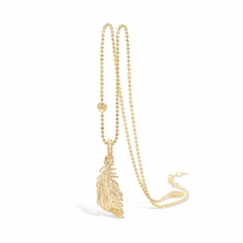 Gold-plated sterling silver necklace with small feather
