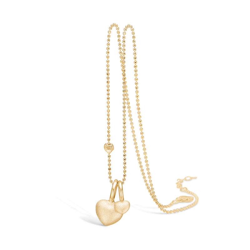 Gold-plated silver necklace with two matte hearts