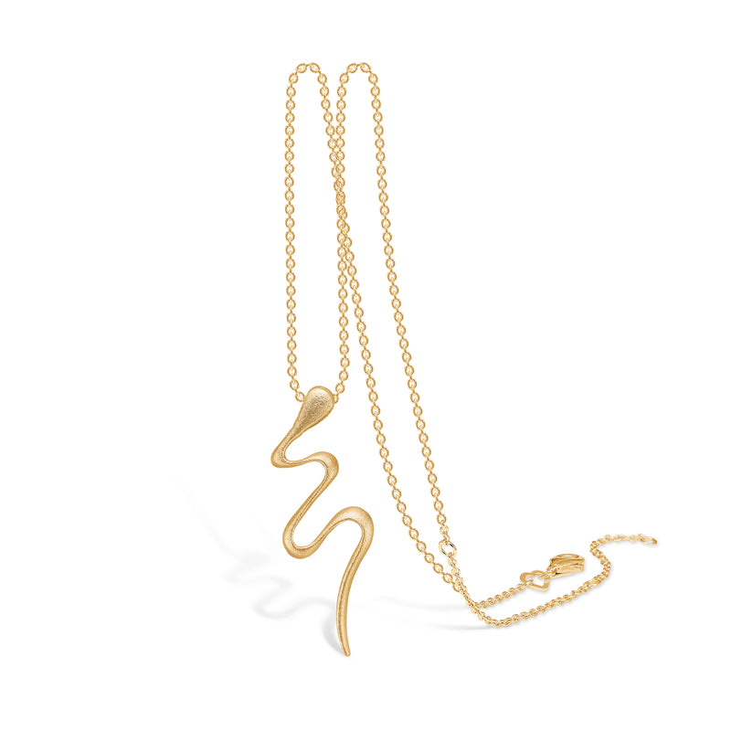 Gold-plated silver necklace with matte snake pendant