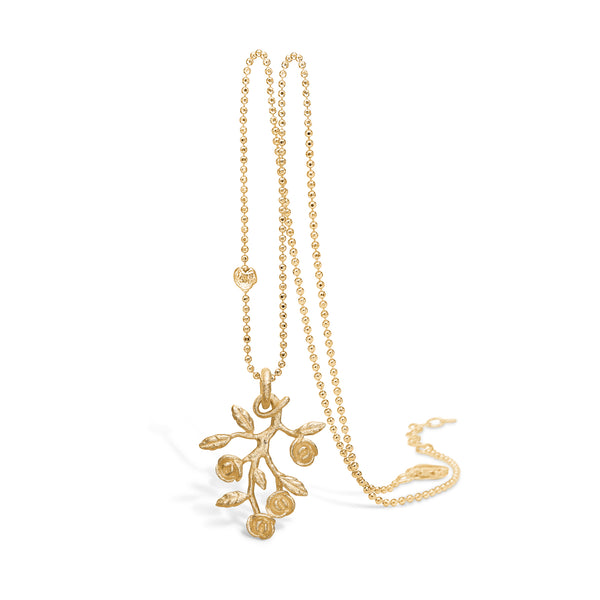 Gold-plated silver necklace with roses and leaves