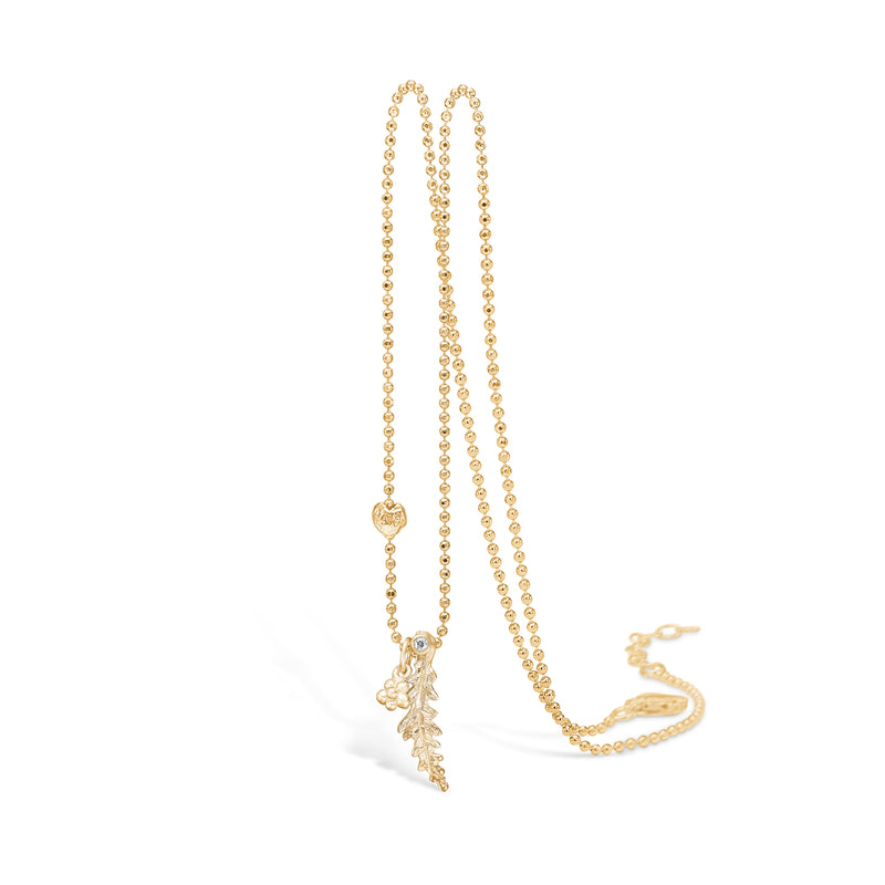 Gold-plated silver necklace with matte flower and leaf pendant 