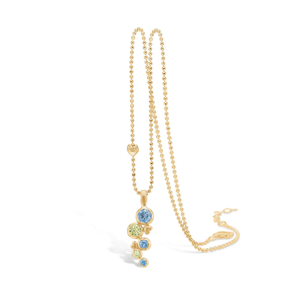 Gold-plated sterling silver necklace with blue and green stones