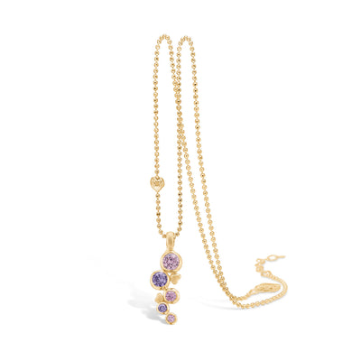 Forgyldt sterlingsølv halskæde med lilla og pink sten