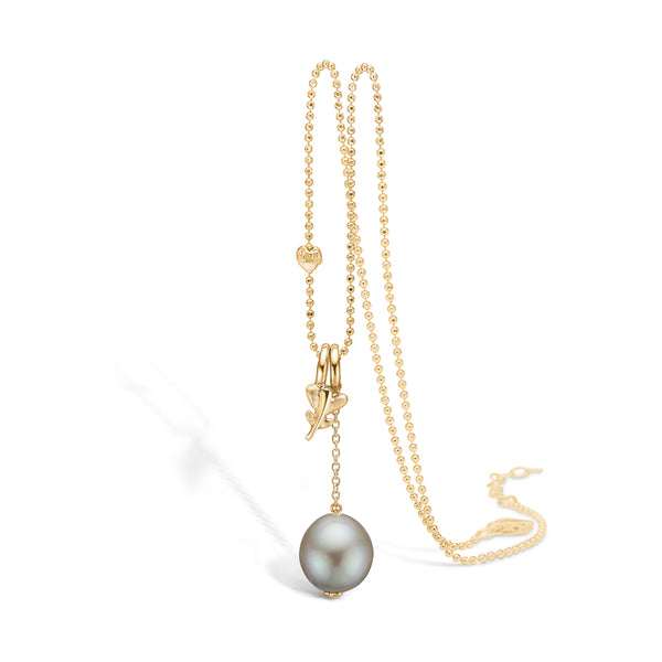 Gold-plated silver necklace with white pearl