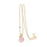 Gold-plated silver necklace with leaf and rose quartz