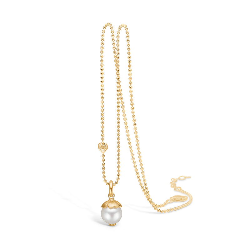 Gold-plated sterling silver necklace simple with 8mm freshwater pearl pendant