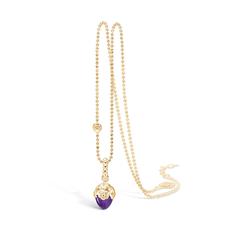 Gold-plated silver necklace with small amethyst in flower setting