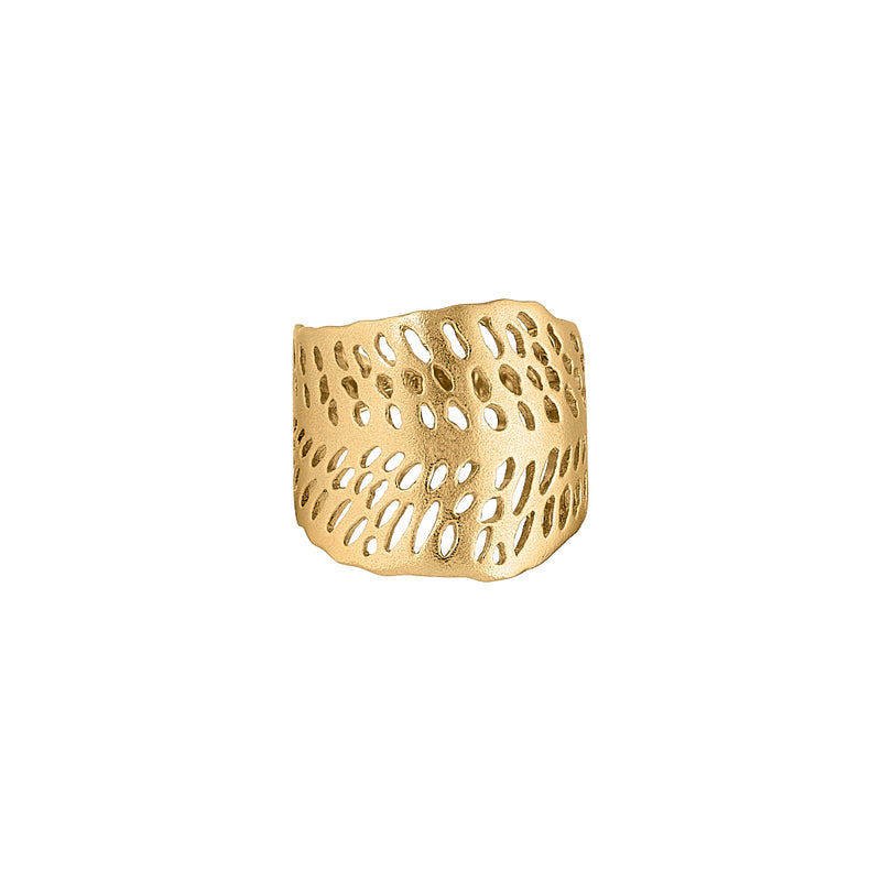 Leaves gold-plated silver ring