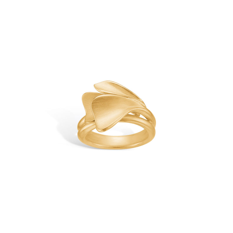 "Heart leaves" gold-plated silver ring