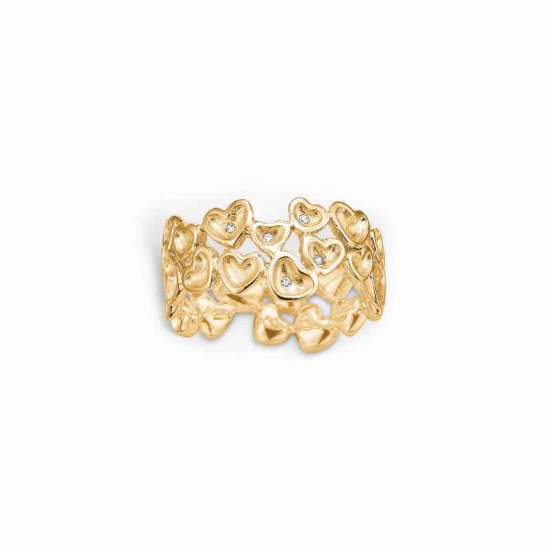 Gold-plated sterling silver ring with hearts