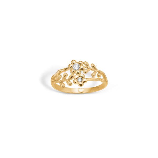Gold-plated sterling silver ring with floral pattern