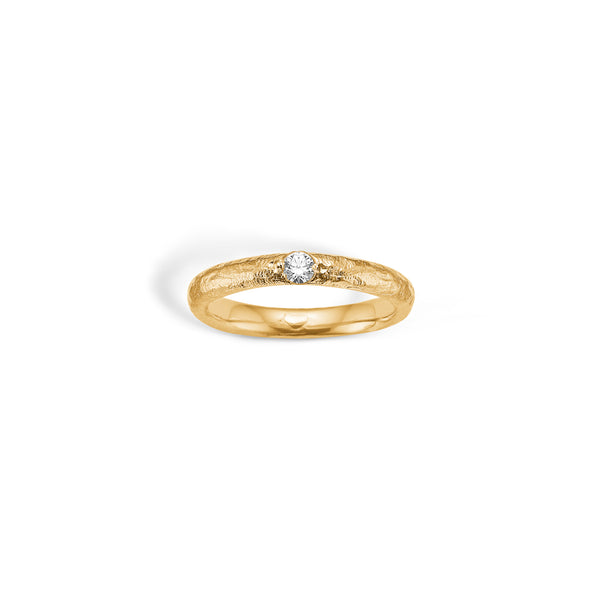 Gold-plated silver ring with clear cubic zirconia