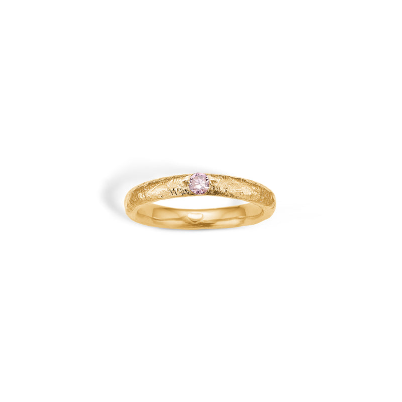 Gold-plated silver ring with pink cubic zirconia