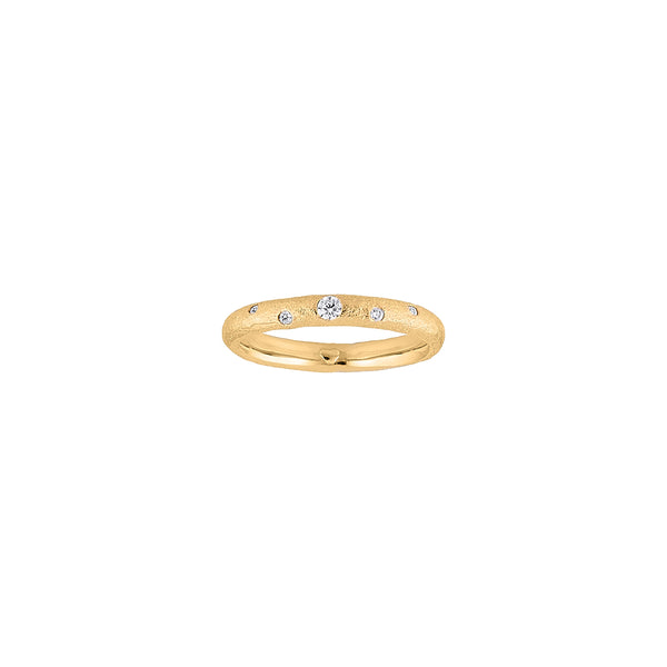 Gold-plated silver ring with sprinkles of white cubic zirconia