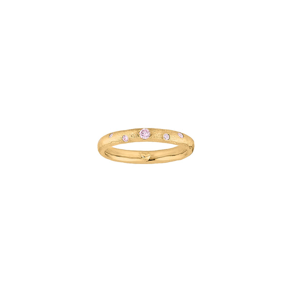 Gold-plated silver ring with sprinkles of pink cubic zirconia